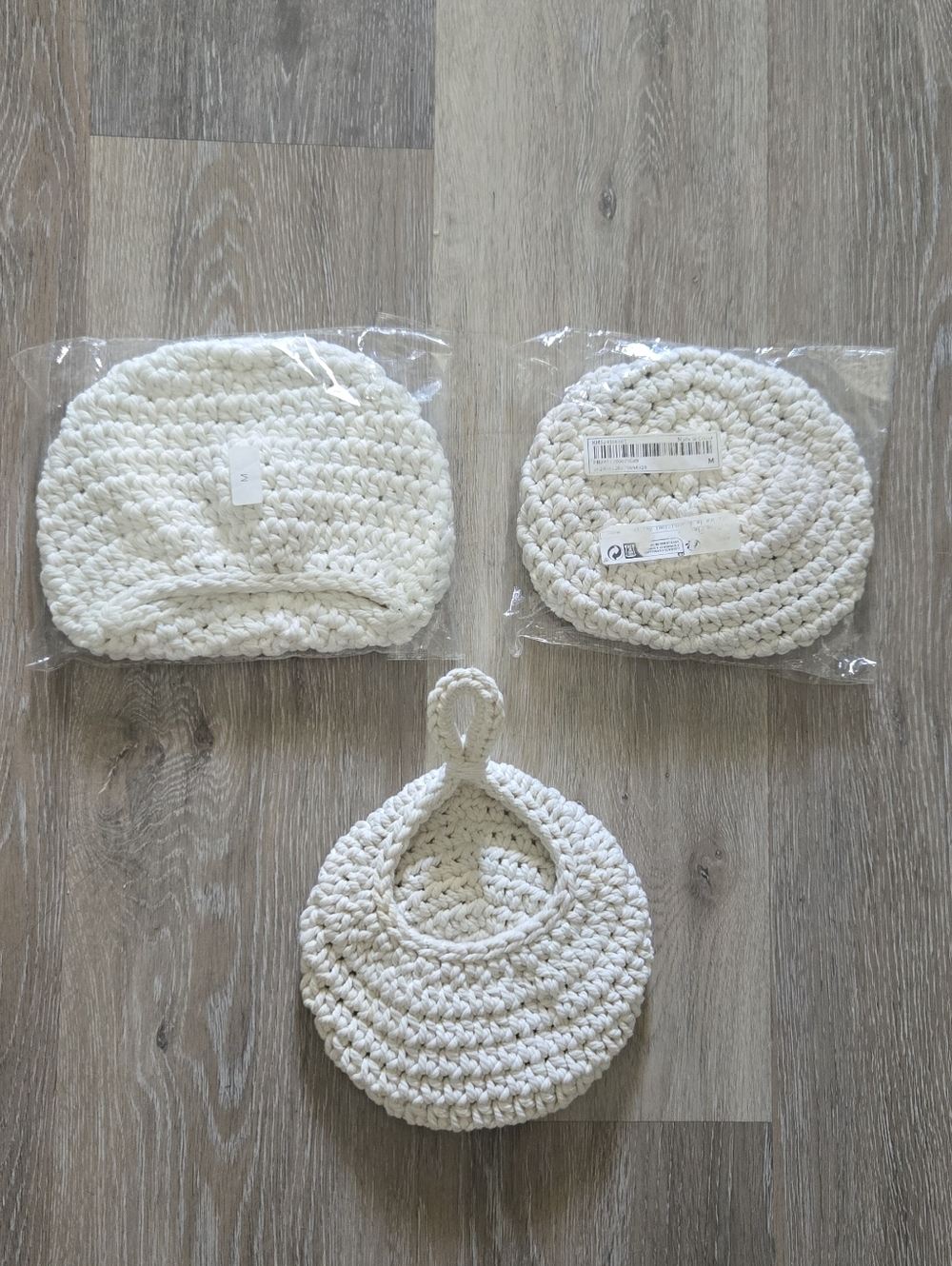 H&M Cream Crocheted Cotton Pot Holders (Pair)